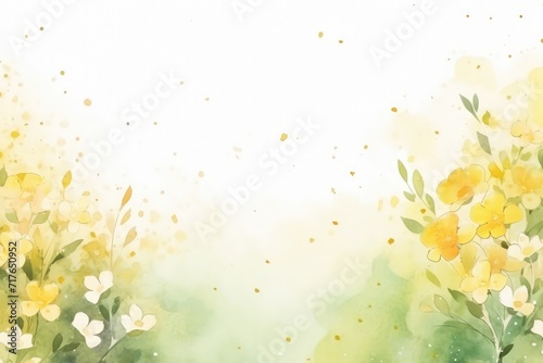 Summer flower abstract pastel green banner with frame of tender flower blossom patterns transparent background with copy space for text and design Watercolor