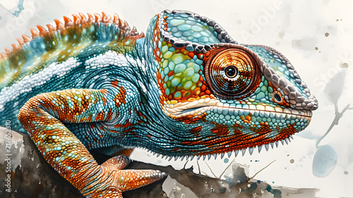 illustration with the drawing of a chameleon