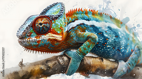 illustration with the drawing of a chameleon