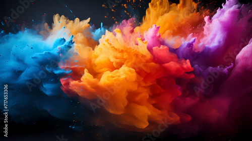 Dust explosion abstract background, Holi background © jiejie