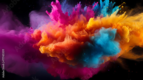 Dust explosion abstract background, Holi background