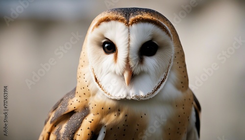 portrait of Barn owl, blurry background. 