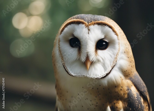 portrait of Barn owl, blurry background.  © abu