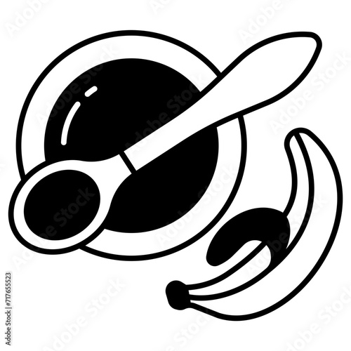 banana puree glyph and line vector illustration
