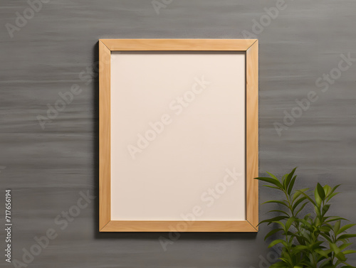 3D blank wooden frame mockup in the wall © tanjidvect