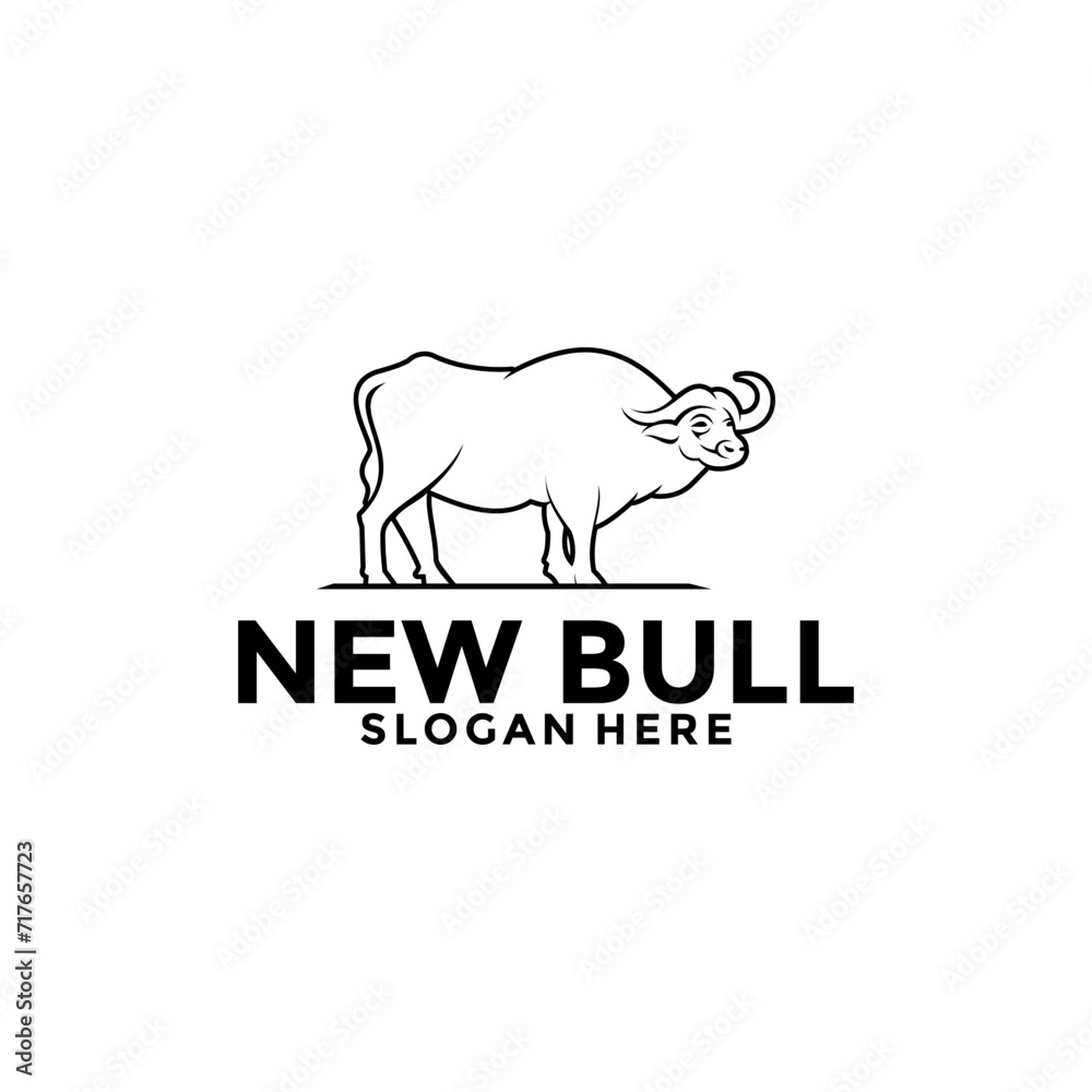 Creative Bull Buffalo Line Art logo vector , Bull Logo design template