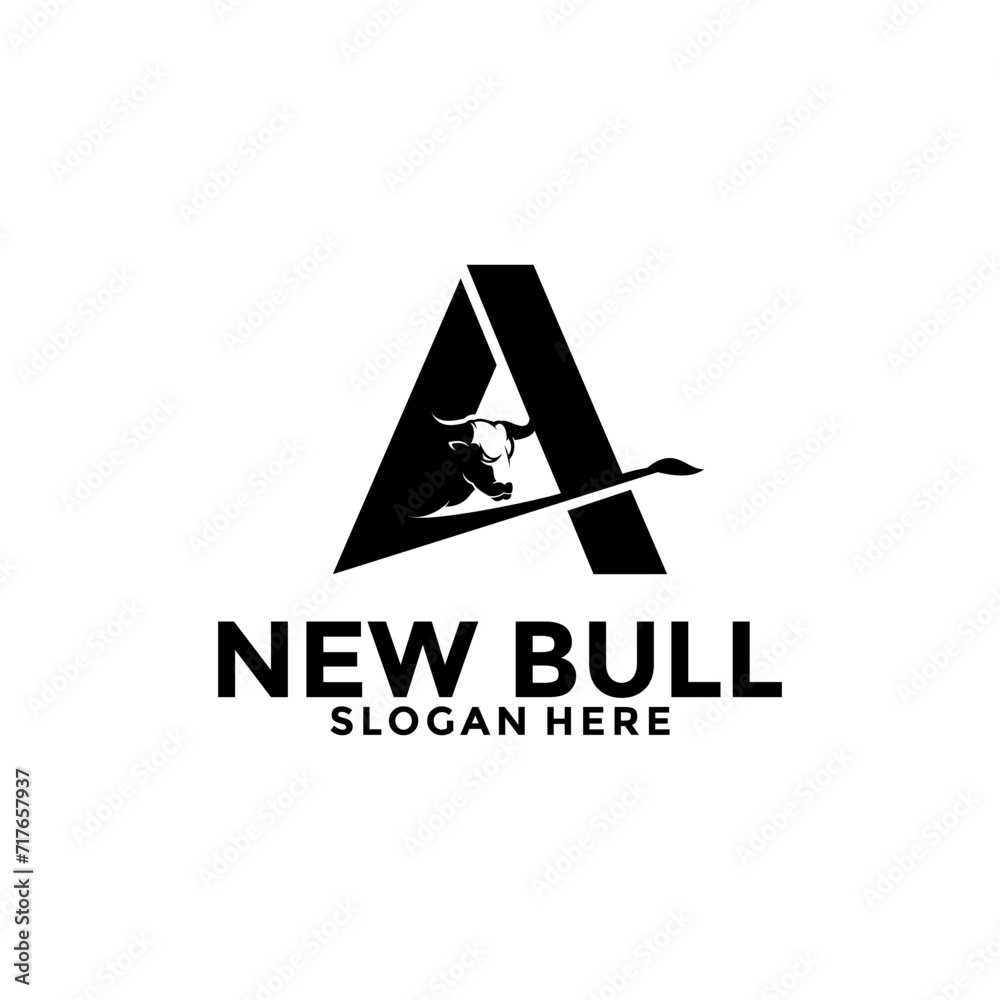 Bull Buffalo Horn Head With Letter A Vector Logo , Bull Logo design template Bull Buffalo Horn Head With Letter A Vector Logo , Bull Logo design template
