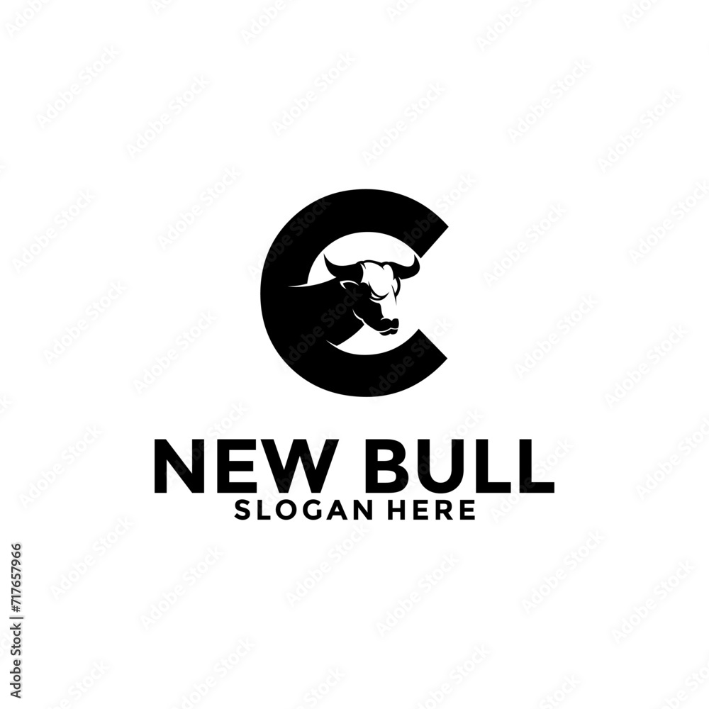 Bull Buffalo Horn Head With Letter C Vector Logo , Bull Logo design template Bull Buffalo Horn Head With Letter C Vector Logo , Bull Logo design template