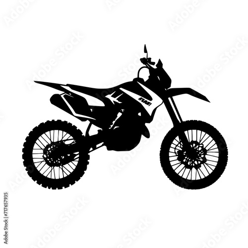 Motorcycle Motor Cross Racing Black and White Silhouette Vector SVG Laser Cut Print Generative AI
