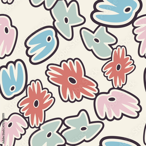 Cute seamless pattern with flowers. Floral vector background, print, design © irinabogomolova