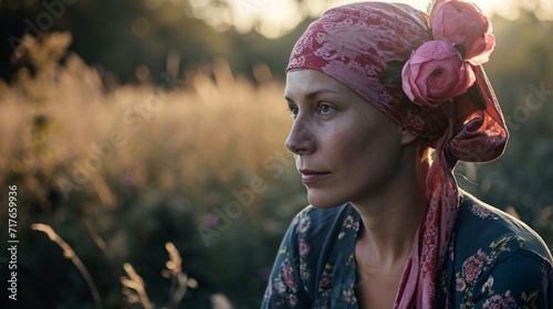 Portrait of woman after chemotherapy. National cancer survivors day