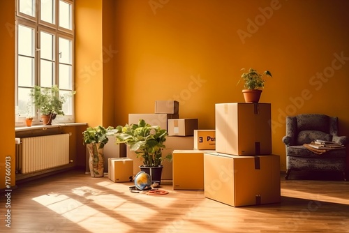 Boxes prepared for moving in an empty room © inspiretta
