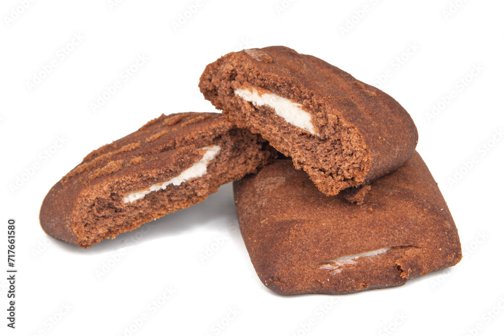 Appetizing chocolate chip cookies isolated on white background. Appetizing chocolate chip cookies isolated on white background.