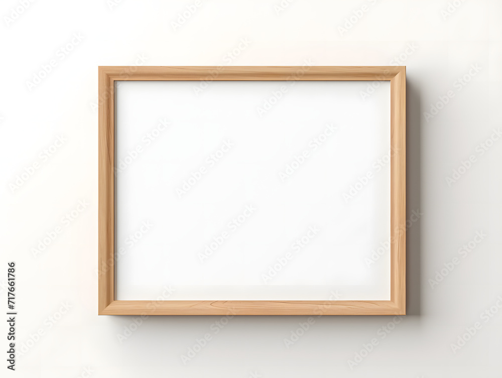 3D blank wooden frame mockup in the wall