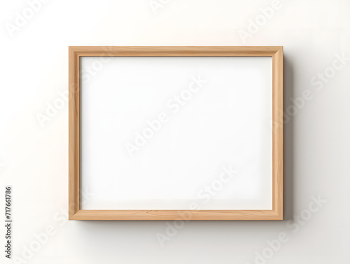 3D blank wooden frame mockup in the wall