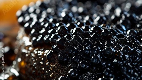 Black caviar a lot close-up. Selective focus.