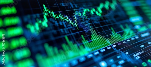 Green candle financial business chart. Generative AI technology. 