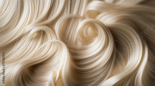 Generative AI, Female blonde curly hair texture background, close up hairs photo