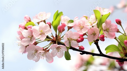 Blossom of a cherry tree isolated over white background