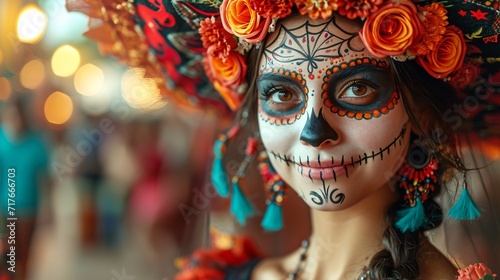 Calavera Catrina: A Spicy, Colorful, and Festive Makeup Trend for the Day of the Dead Generative AI