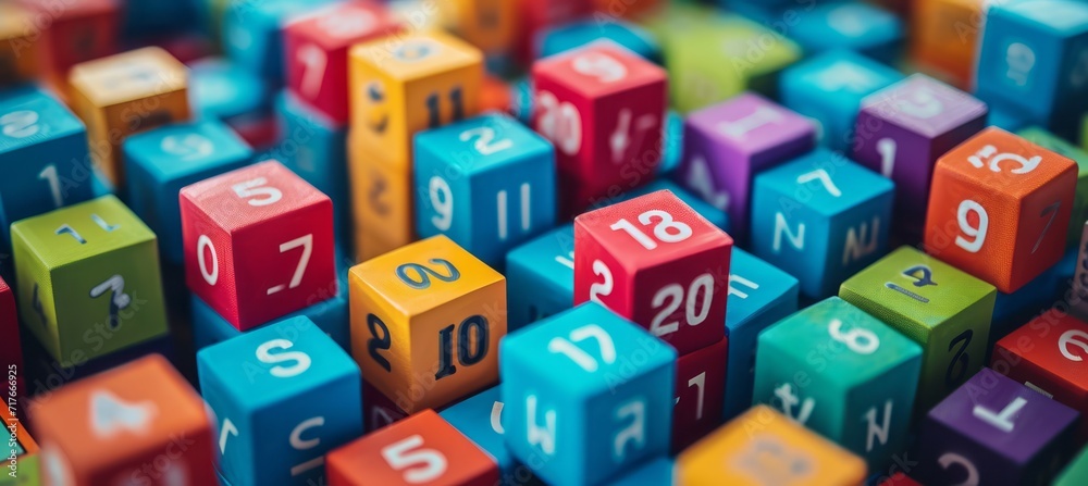 Obraz premium Random math number on cube . Generative AI technology.