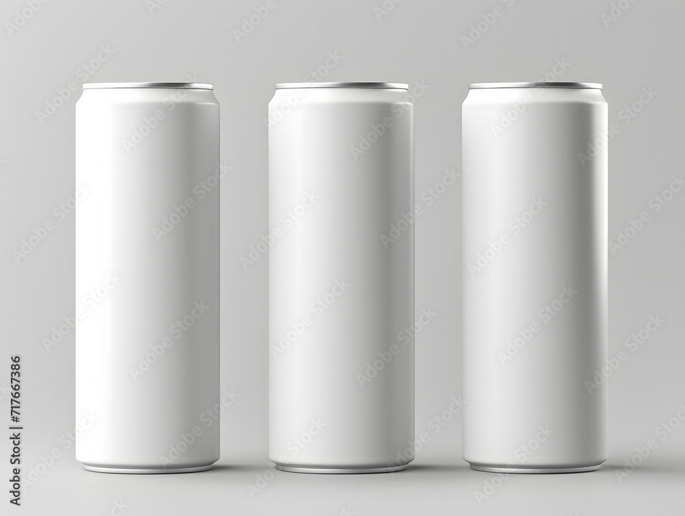 3D three blank white cans Mockup on isolated background 3D three blank white cans Mockup on isolated background