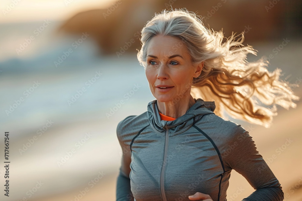 Run Like a Boss: A Woman Running on the Beach in a Monthly Event Tank Top Generative AI Run Like a Boss: A Woman Running on the Beach in a Monthly Event Tank Top Generative AI