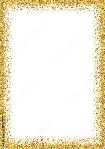 Glitter gold frame , a4 rectangle border for text isolated.