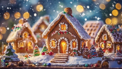 Gingerbread Village Glow: Cozy Christmas Close-Up" © Sadaqat