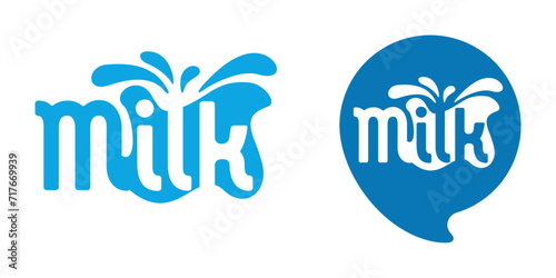 Milk emblem in calligraphic negative space style