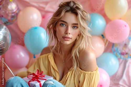 Pink Balloons and a Yellow Dress: A Catchy and Optimized Adobe Stock Title for a Monthly Event Generative AI