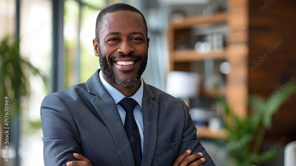 Mature middle-aged businessman meeting man portrait corporate management grinning black businessman