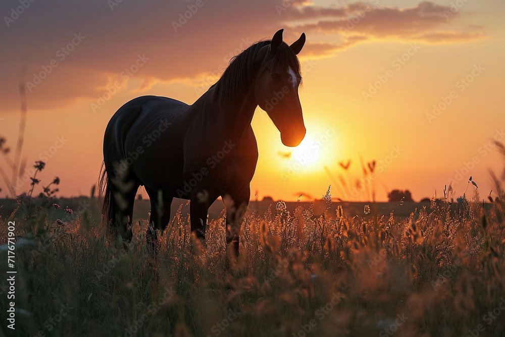 Dark Horse in Sunset Dark Horse in Sunset