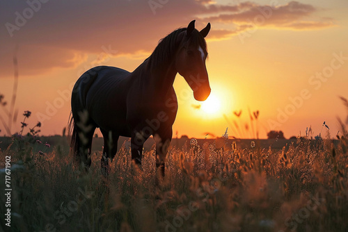 Dark Horse in Sunset