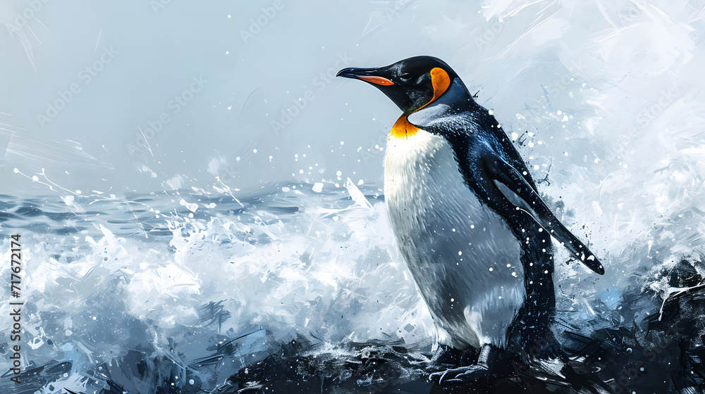 Obraz premium illustration with the drawing of a Penguin