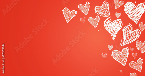 Modern vector background featuring white hearts on a vibrant red backdrop, adding a contemporary touch to expressions of love and affection photo