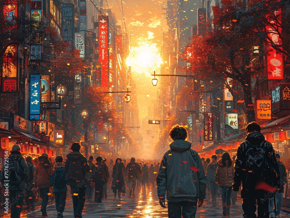Glowing Skies Over a Bustling City: A Vibrant Nighttime Scene Generative AI Glowing Skies Over a Bustling City: A Vibrant Nighttime Scene Generative AI