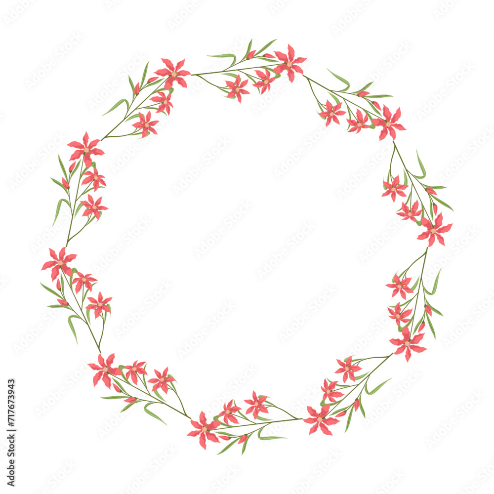 Vector hand drawn floral wreath frame on white background Vector hand drawn floral wreath frame on white background