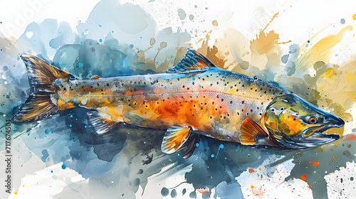 illustration with the drawing of a Salmon photo