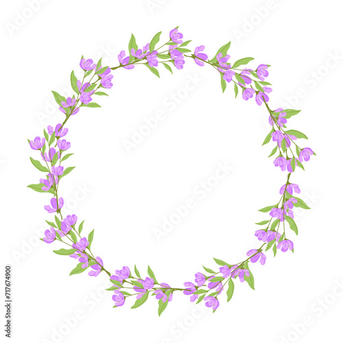 Vector hand drawn floral wreath frame on white background © Nganhaycuoi