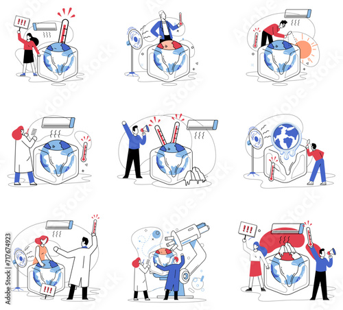 Climate warming vector illustration. Climate warming, malevolent force, casts shadow over future our delicate ecological balance The air we breabecomes battleground as pollution and environmental