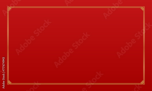 Vector oriental chinese border ornament on red background