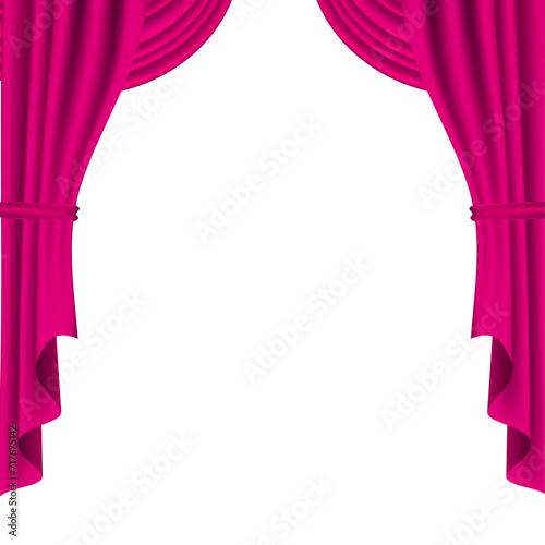 vector pink stage curtain for theater, opera scene drape