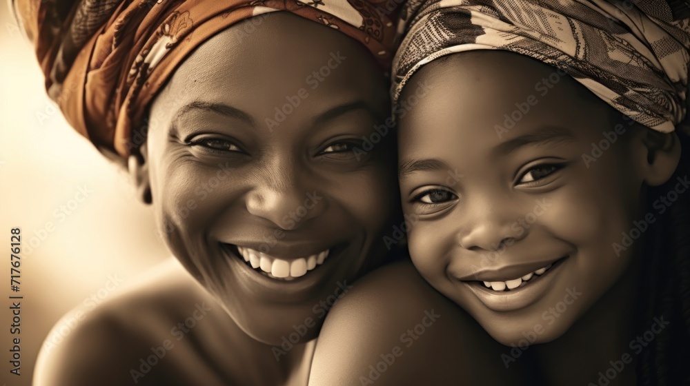 Mother’s day. African American mother and daughter smiling happily Mother’s day. African American mother and daughter smiling happily