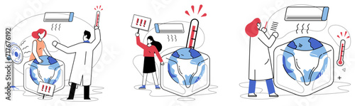 Climate warming vector illustration. Planet Earth, our celestial home, bears witness to consequences unchecked environmental issues The emission carbon dioxide creates atmospheric dance, entangling