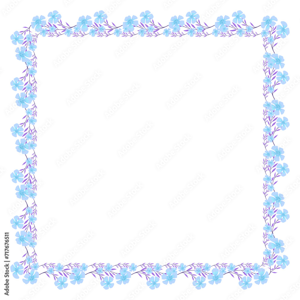 Vector hand drawn floral frame on white background