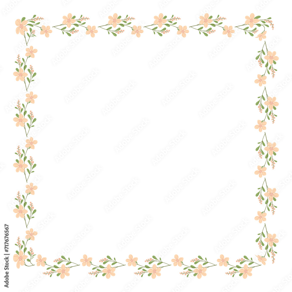 Vector hand drawn floral frame on white background Vector hand drawn floral frame on white background