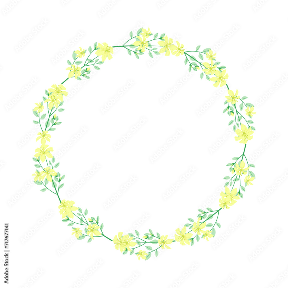 Vector hand drawn floral wreath frame on white background