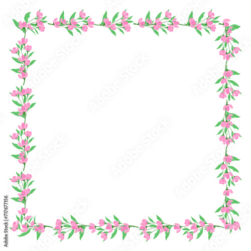 Vector hand drawn floral frame on white background