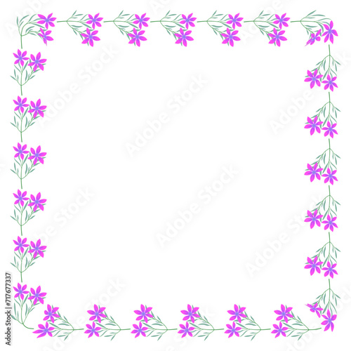Vector hand drawn floral frame on white background
